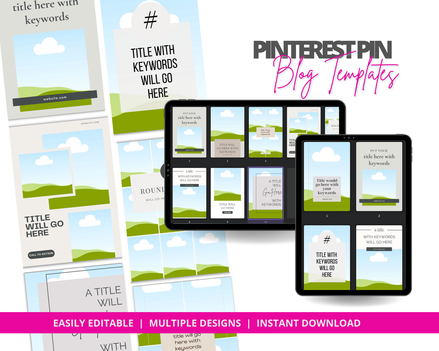 Blog Post Themed Pinterest Pin Templates