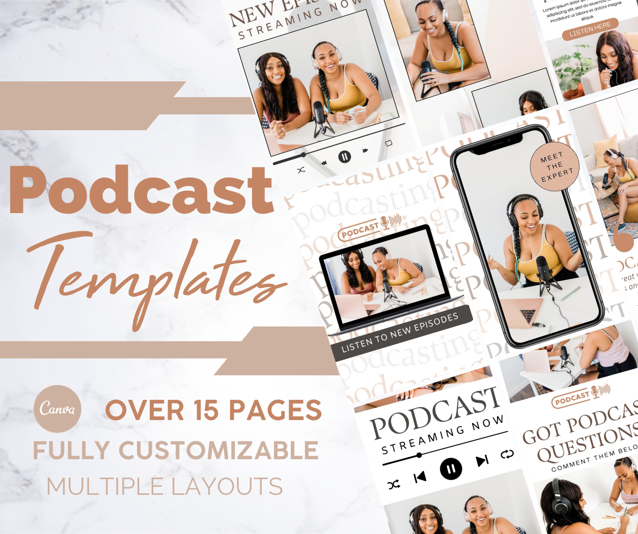 15 Podcast Pinterest Pin Templates