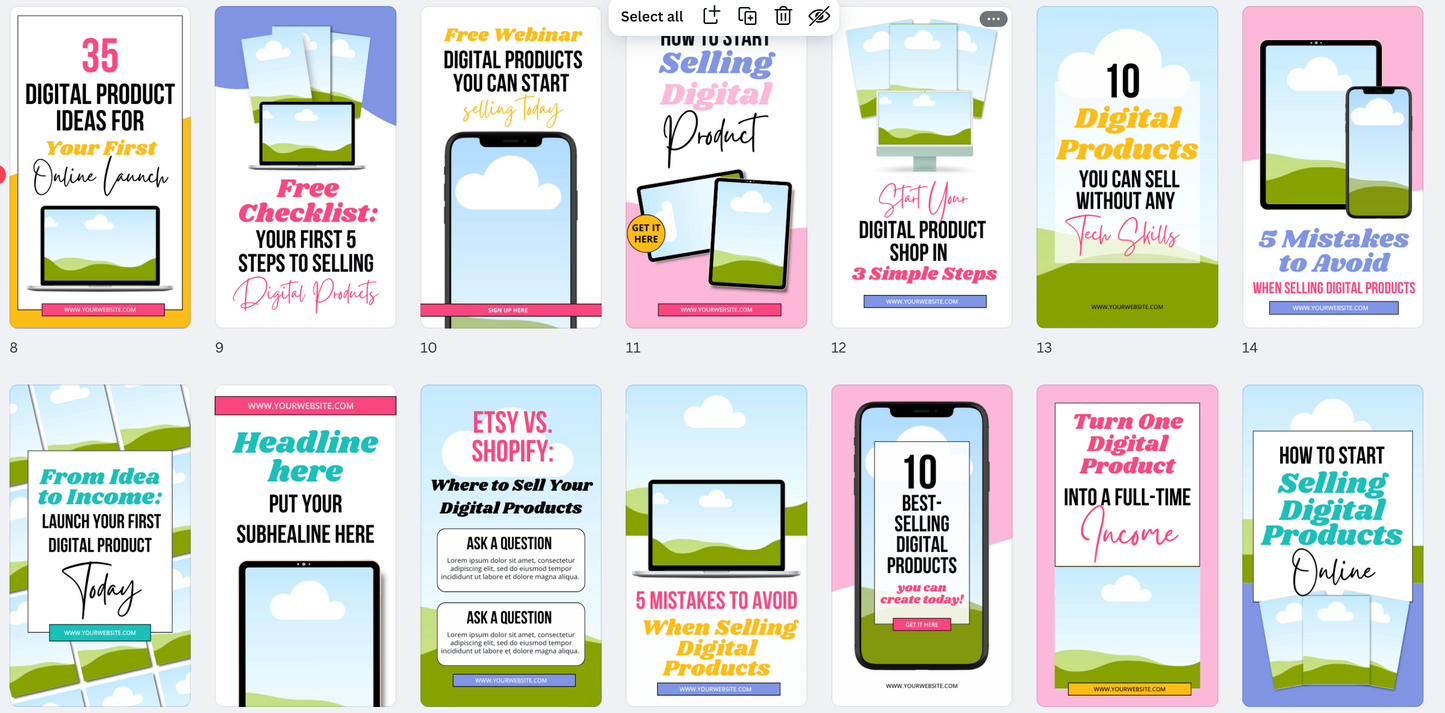 20 Spring Pinterest Pin Templates for Digital & Physical Products