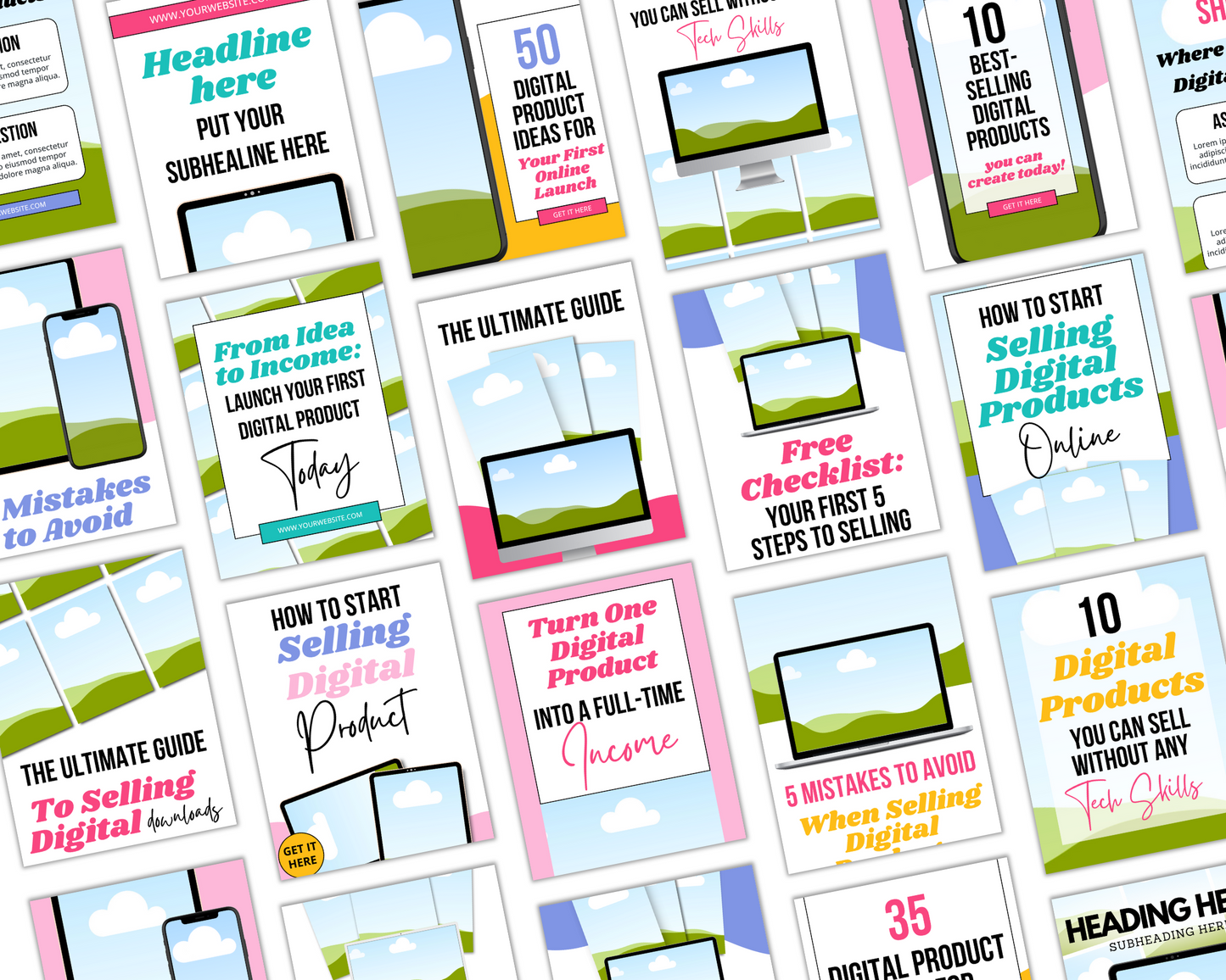 20 Spring Pinterest Pin Templates for Digital & Physical Products
