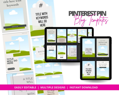 Blog Post Themed Pinterest Pin Templates